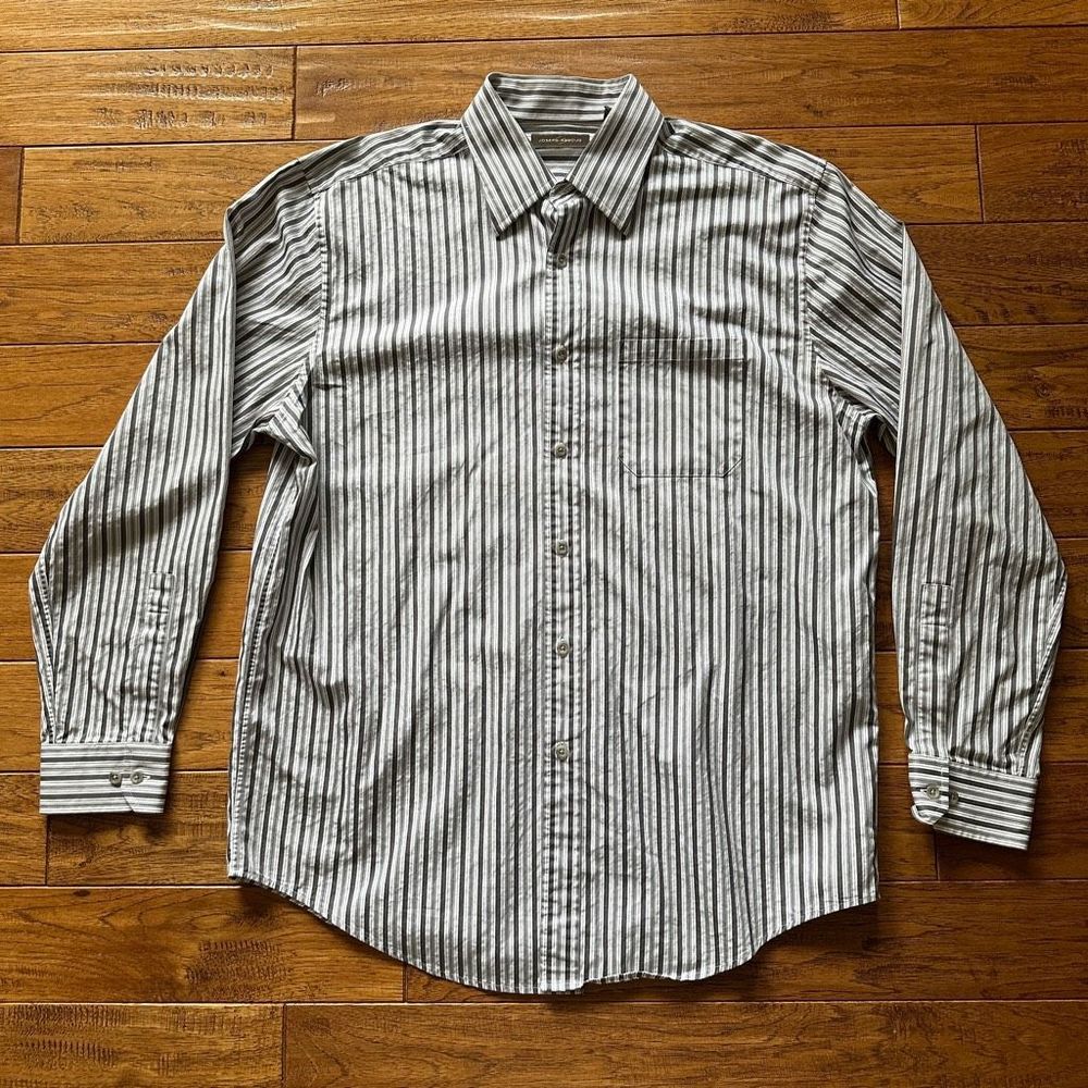 Joseph Abboud Vertical Striped Gray Dress Shirt Mens Large